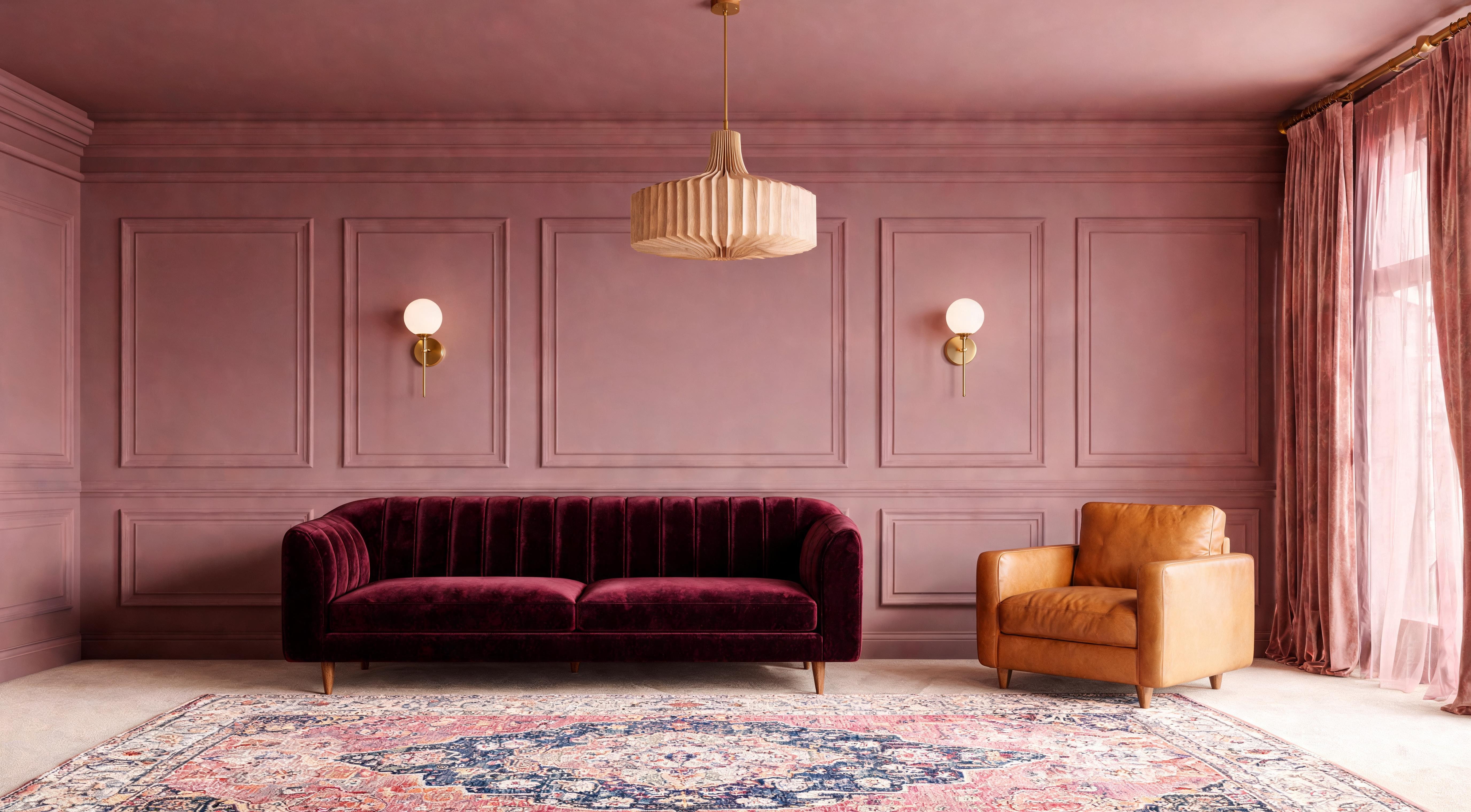 A colour-drenched bedroom in deep forest green — walls, ceiling, skirting and door frame all the same shade, with cream bedding and warm wood furniture