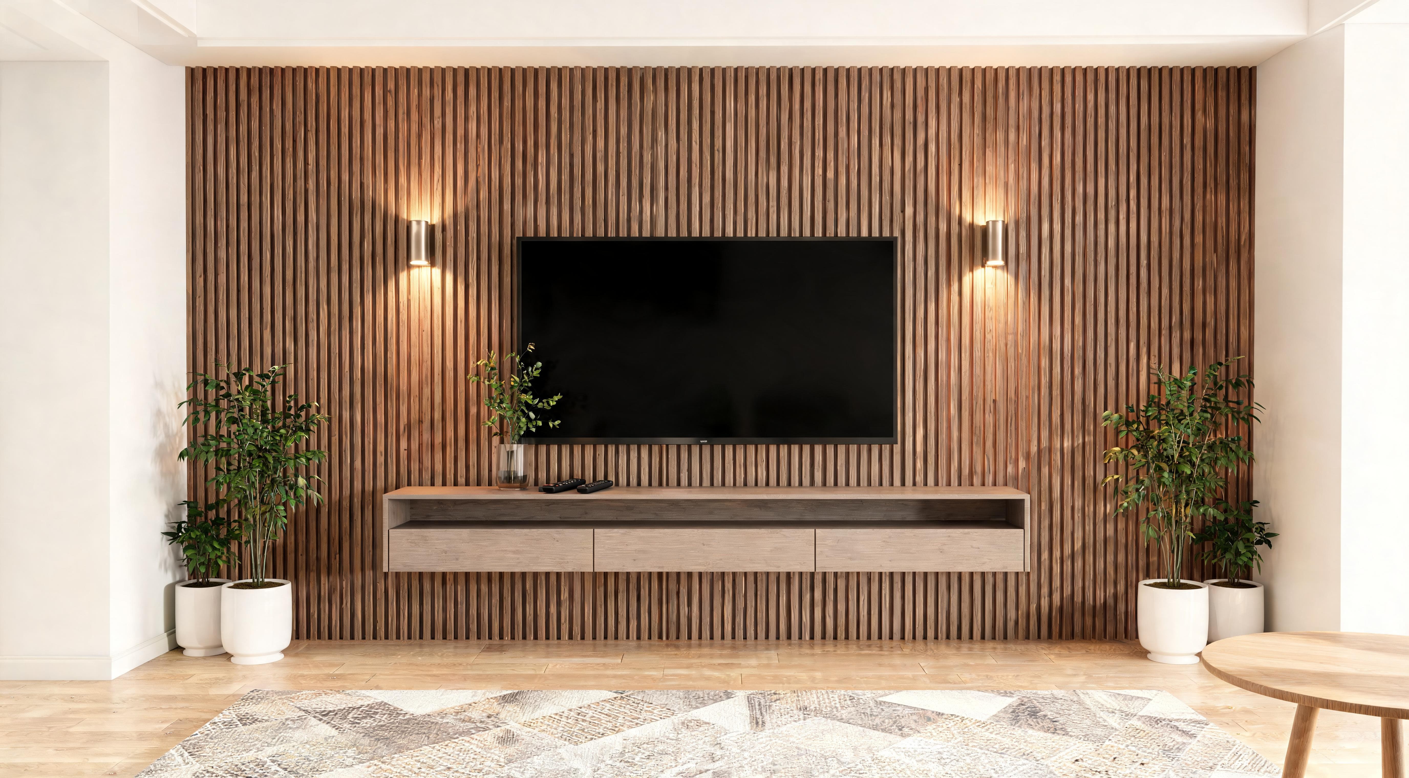 Close-up of fluted panels in a deep moody colour with dramatic shadow detail between the ribs