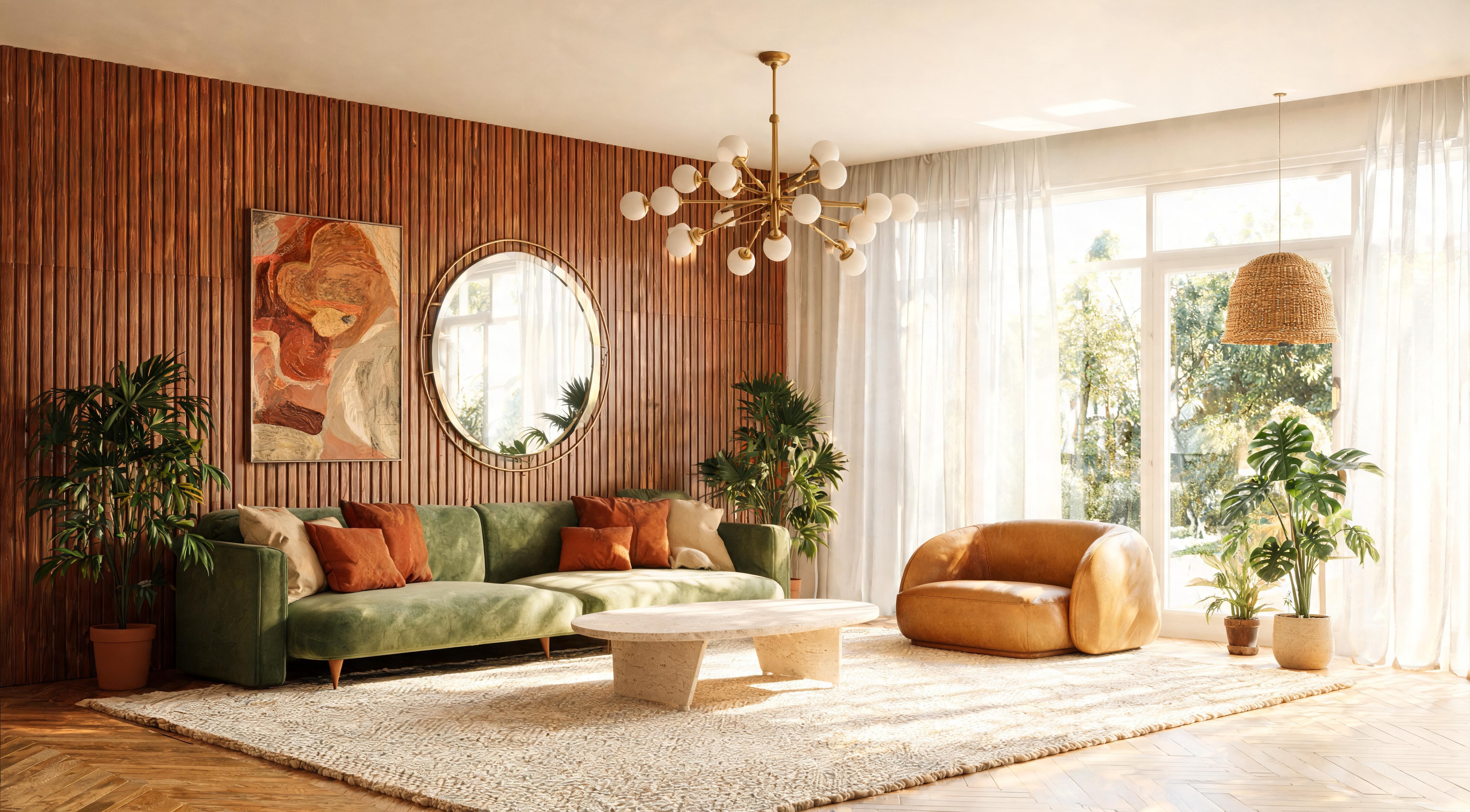 Floor-to-ceiling linen curtains hung at ceiling height in a rental flat, layered with sheer panels